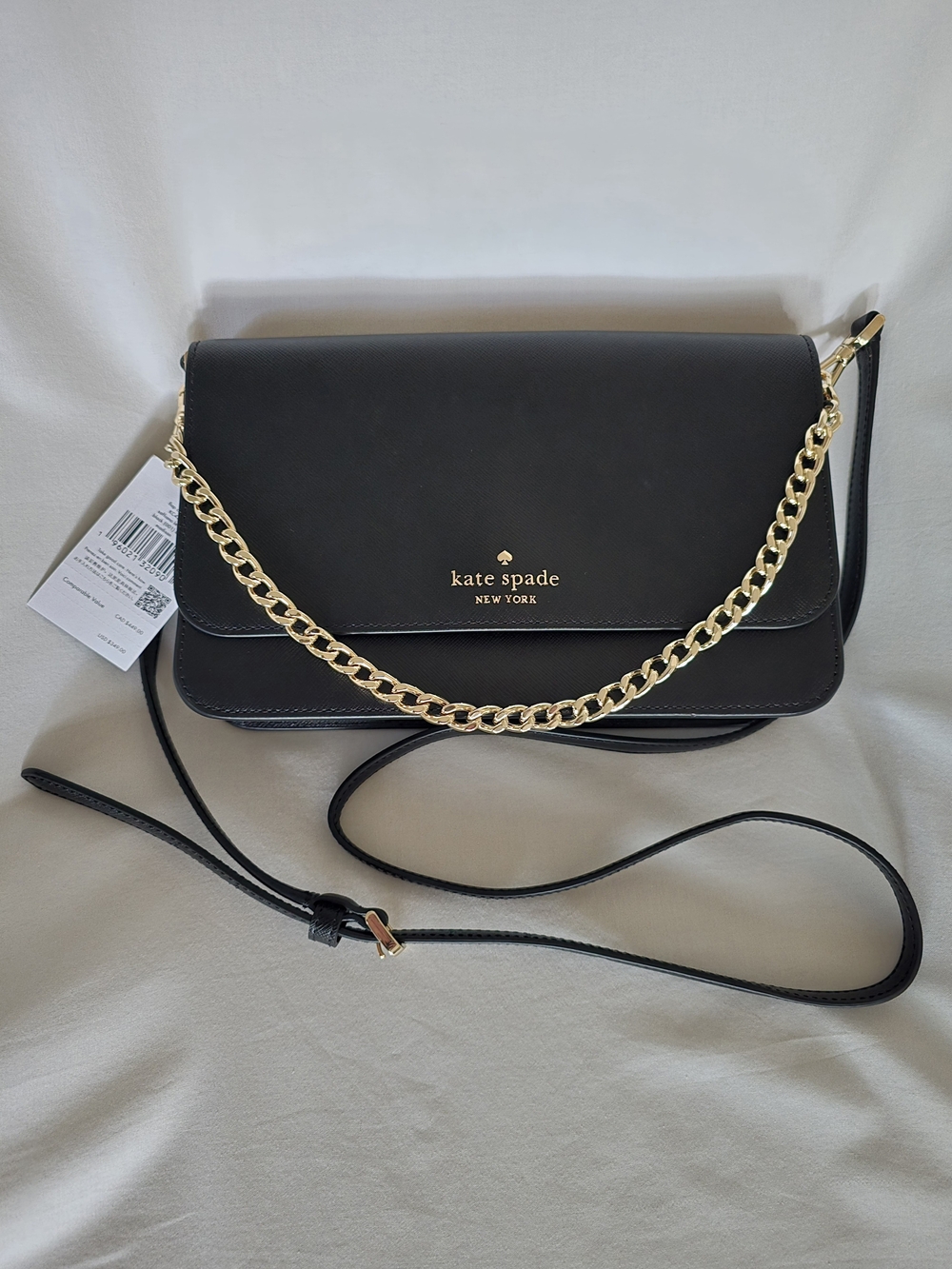 NWT kate spade KC430 Madison Flap Convertible Crossbody Black Saffiano Leather